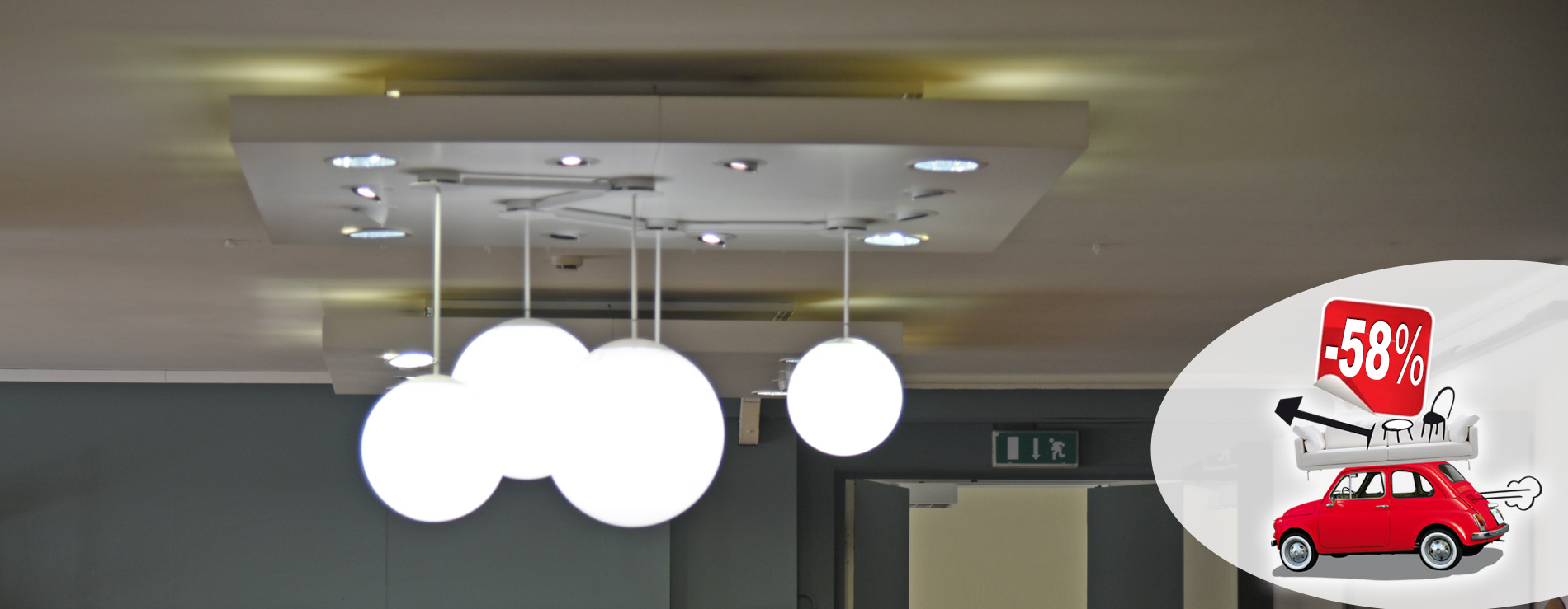Direttamente dalla nostra esposizione, Lampadario Multiball Modo Luce composto da 5 globi in promozione!